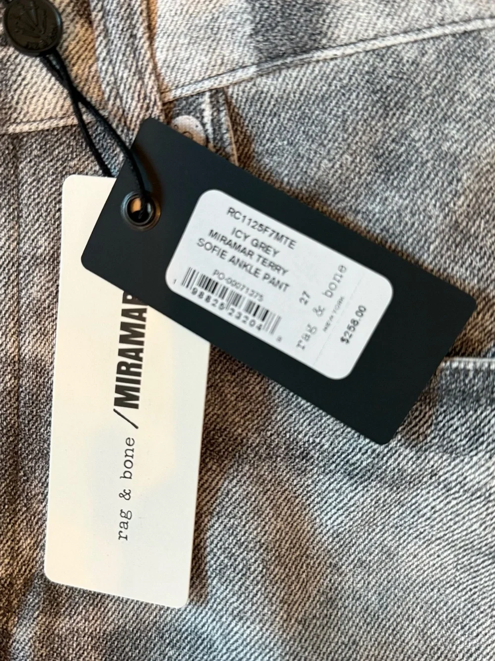 NWT rag & bone Sofie Miramar Ankle Wide Leg Jeans in Icy Grey